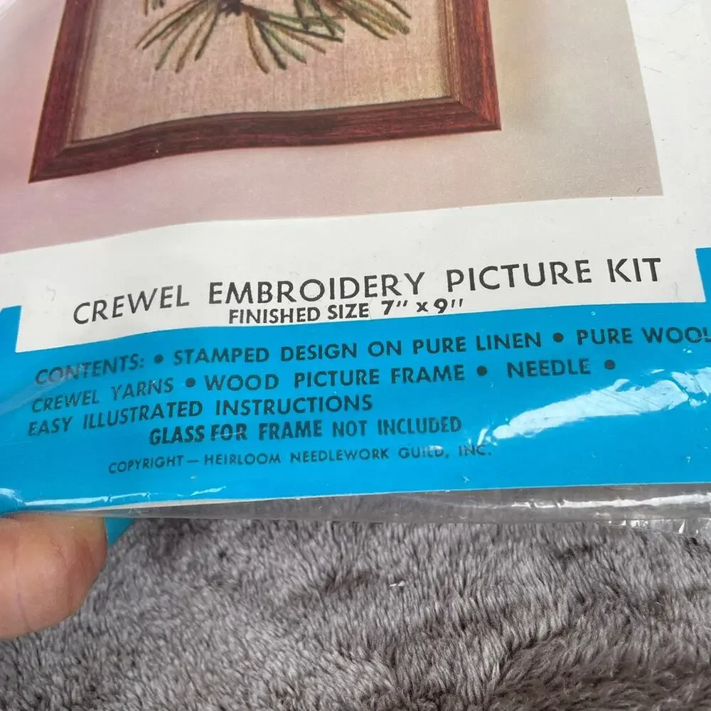 Vintage Crewel Embroidery Kit Red Cardinals Picture NOS Pinecone 1960s Hiawatha